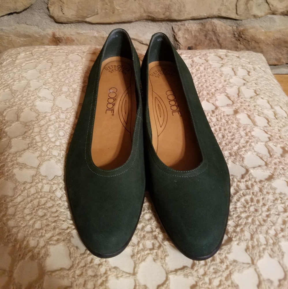 Sale! Green suede shoes. Leather